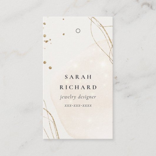 Elegante Abstracte Glitter Ivoor Goud Prijs Label  (Voorkant)