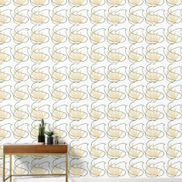 Elegante abstracte goud & donkergroene spiraalbeha behang