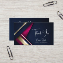 Elegante Abstracte Gouden Blauwe Roze Bedankkaart