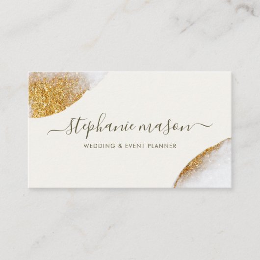 Elegante Abstracte Gouden Glitter Waterverf Contactkaartje (Voorkant)