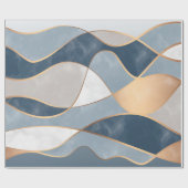 Elegante Abstracte gouden golven & Blauwgroen marm Cadeaupapier (Vlak)