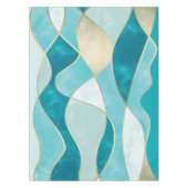 Elegante Abstracte gouden golven & Blauwgroen marm Tafelkleed (Voorkant)