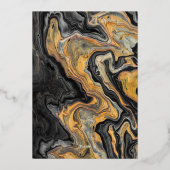Elegante Abstracte gouden zwart marmeren bruiloft Folie Uitnodiging (Achterkant)