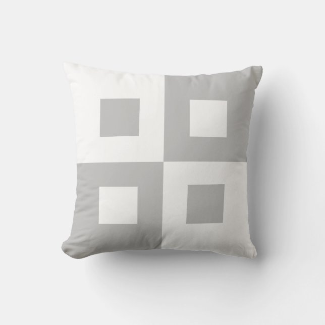 Elegante abstracte grijze en witte vierkanten kussen (Voorkant)