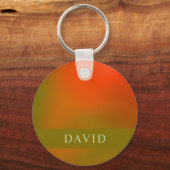 Elegante Abstracte groene en Oranje sleutelhanger (Achterkant)