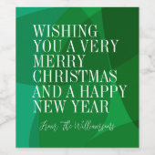 Elegante Abstracte Groene Feestelijke Kerstmis Dou Wijn Etiket (Enkel label)