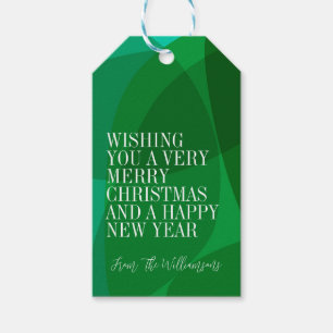 Elegante Abstracte Groene Festieve Kerst Aangepast Cadeaulabel