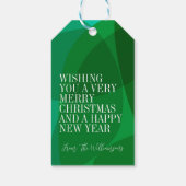 Elegante Abstracte Groene Festieve Kerst Aangepast Cadeaulabel (Achterkant)