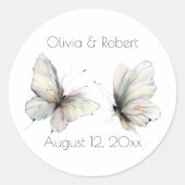 Elegante Abstracte Inkt Pastel Vlinders Ronde Sticker (Voorkant)