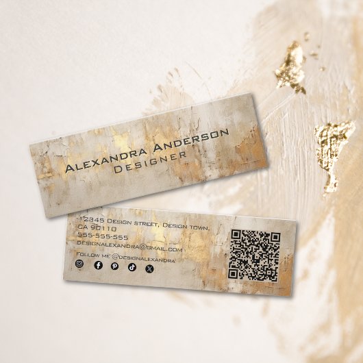 Elegante Abstracte Ivoor Gold Glitter Professional Mini Visitekaartje