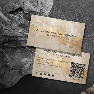 Elegante Abstracte Ivoor Gouden Glittery Professio Visitekaartje