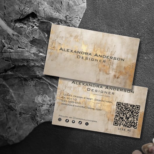 Elegante Abstracte Ivoor Gouden Glittery Professio Visitekaartje