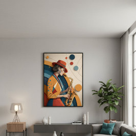 Elegante Abstracte Jazz Vrouw Canvasprint Canvas Afdruk