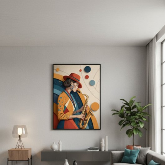 Elegante Abstracte Jazz Vrouw Canvasprint Canvas Afdruk