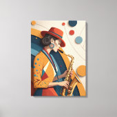 Elegante Abstracte Jazz Vrouw Canvasprint Canvas Afdruk (Voorkant)