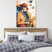 Elegante Abstracte Jazz Vrouw Canvasprint Canvas Afdruk (Insitu (Slaapkamer))