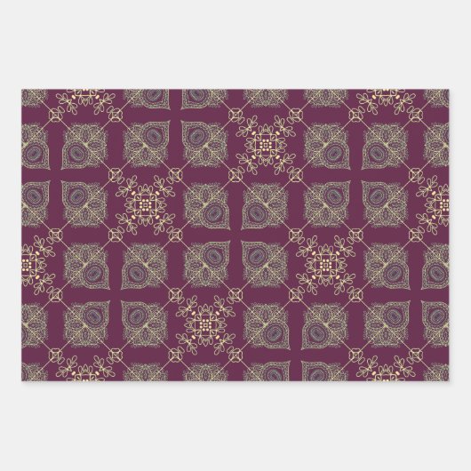 Elegante Abstracte Kerstmis, Pruim, Tan, Inpakpapier Vel (Voorkant)