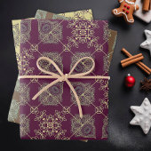 Elegante Abstracte Kerstmis, Pruim, Tan, Inpakpapier Vel