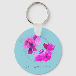 Elegante Abstracte Koraal Bloem Kunst Sleutelhanger