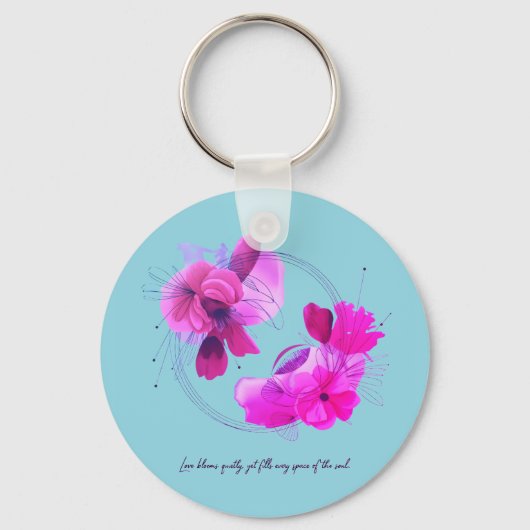 Elegante Abstracte Koraal Bloem Kunst Sleutelhanger (Voorkant)