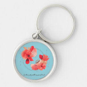Elegante Abstracte Koraal Bloem Kunst Sleutelhanger