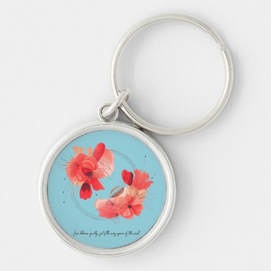 Elegante Abstracte Koraal Bloem Kunst Sleutelhanger (Voorkant)