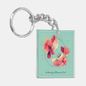 Elegante Abstracte Koraal Bloemige Kunst Sleutelhanger (Voorkant Links)