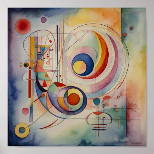 Elegante Abstracte Kunst Waterverf Poster (Voorkant)