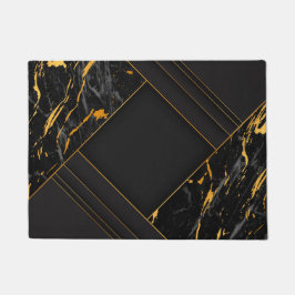 Elegante Abstracte lijnkunst op zwarte achtergrond Deurmat