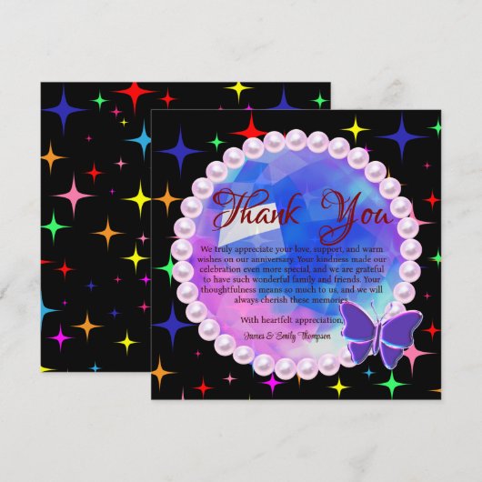 Elegante Abstracte Lila Pearl Wedding Jubileum Bedankkaart (Voorkant / Achterkant)