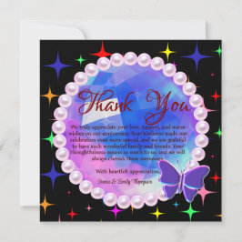 Elegante Abstracte Lila Pearl Wedding Jubileum Bedankkaart