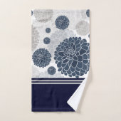 Elegante abstracte marineblauwe dahlia bloemen bad handdoek (Handdoek)