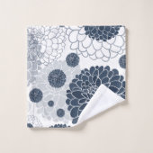 Elegante abstracte marineblauwe dahlia bloemstukke bad handdoek (Wasdoekje)