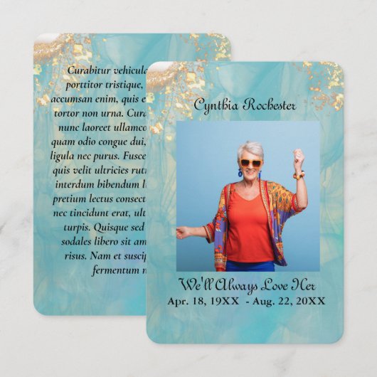 Elegante Abstracte Oceaan Marmer Memorial Prayer K Bedankkaart (Voorkant / Achterkant)