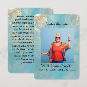 Elegante Abstracte Oceaan Marmer Memorial Prayer K Bedankkaart