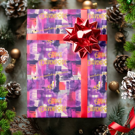 Elegante Abstracte Paarse en roze geschenkverpakki Cadeaupapier