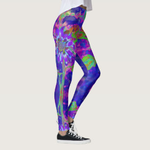 Elegante abstracte paarse zonnebloem leggings