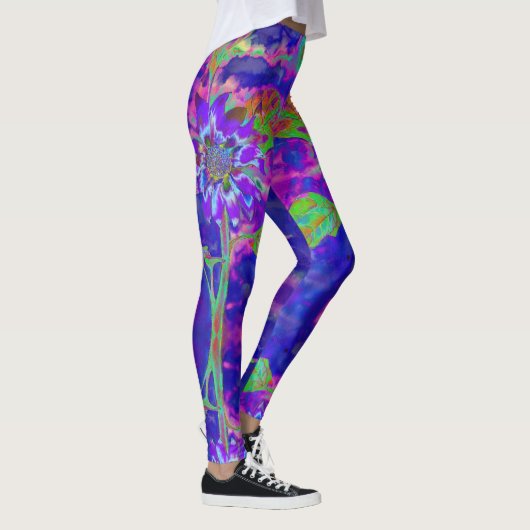 Elegante abstracte paarse zonnebloem leggings (Rechts)