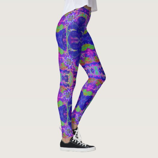 Elegante abstracte paarse zonnebloem leggings (Rechts)