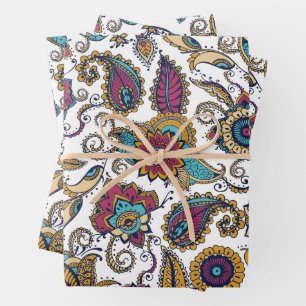 Elegante Abstracte  Paisley Flowers, Bladeren Inpakpapier Vel