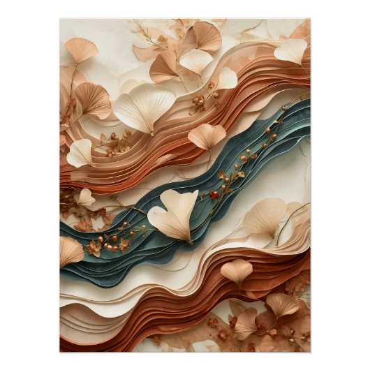 ✨Elegante Abstracte Papierlaag Kunst met Botanisch Perfect Poster (Voorkant)