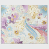 Elegante Abstracte pastel paisley Paarse bloemen Cadeaupapier (Vlak)