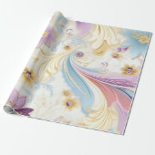 Elegante Abstracte pastel paisley Paarse bloemen Cadeaupapier (Uitgerold)