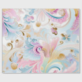 Elegante Abstracte pastel paisley Paarse bloemen Cadeaupapier (Vlak)