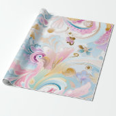 Elegante Abstracte pastel paisley Paarse bloemen Cadeaupapier (Uitgerold)