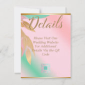 Elegante Abstracte pastel roze en seafoam bruiloft RSVP Kaartje (Achterkant)