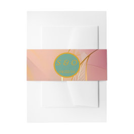 Elegante Abstracte Pastel Roze en Zeegroene Bruilo Uitnodigingen Wikkel