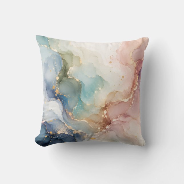Elegante Abstracte Pastelkleurige Worpkussen Kussen (Voorkant)