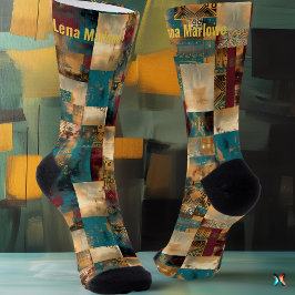 Elegante Abstracte Patchwork – Op Maat Gemaakte Ku Sokken