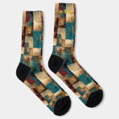 Elegante Abstracte Patchwork – Op Maat Gemaakte Ku Sokken (Rechts)